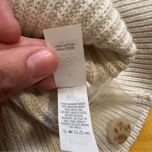 Aerie Cream Chunky Knit Cropped Cardigan NWT Puff Sleeve Size S - Picture 5 of 6